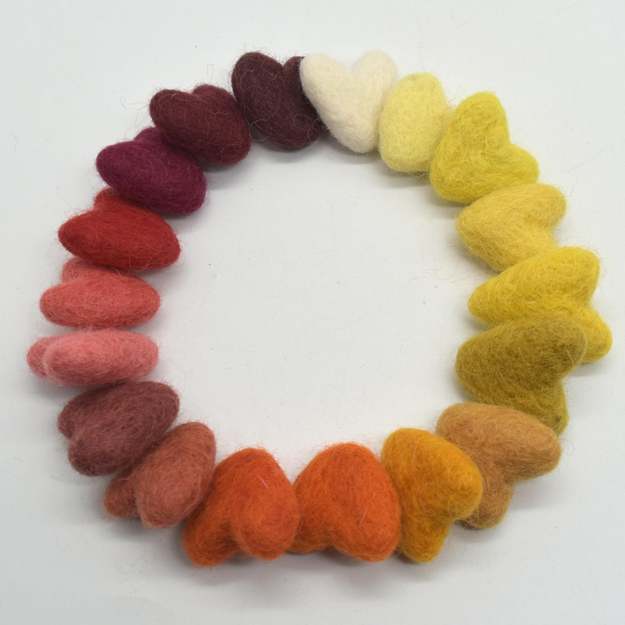 Oriental Direct 100% Wool Felt Hearts - 3cm - 18 Felt Hearts - Assorted Ivory Red Orange & Yellow Colours