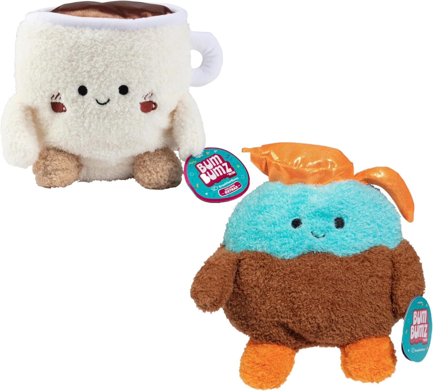 BumBumz Officially Licensed Large 7.5" Coffee Mug & Coffee Pot Weighted Sensory Plush 2-Pack | Soft, Fuzzy Stuffed Animal Toys | Sensory Support Gift for Kids, Boys & Girls