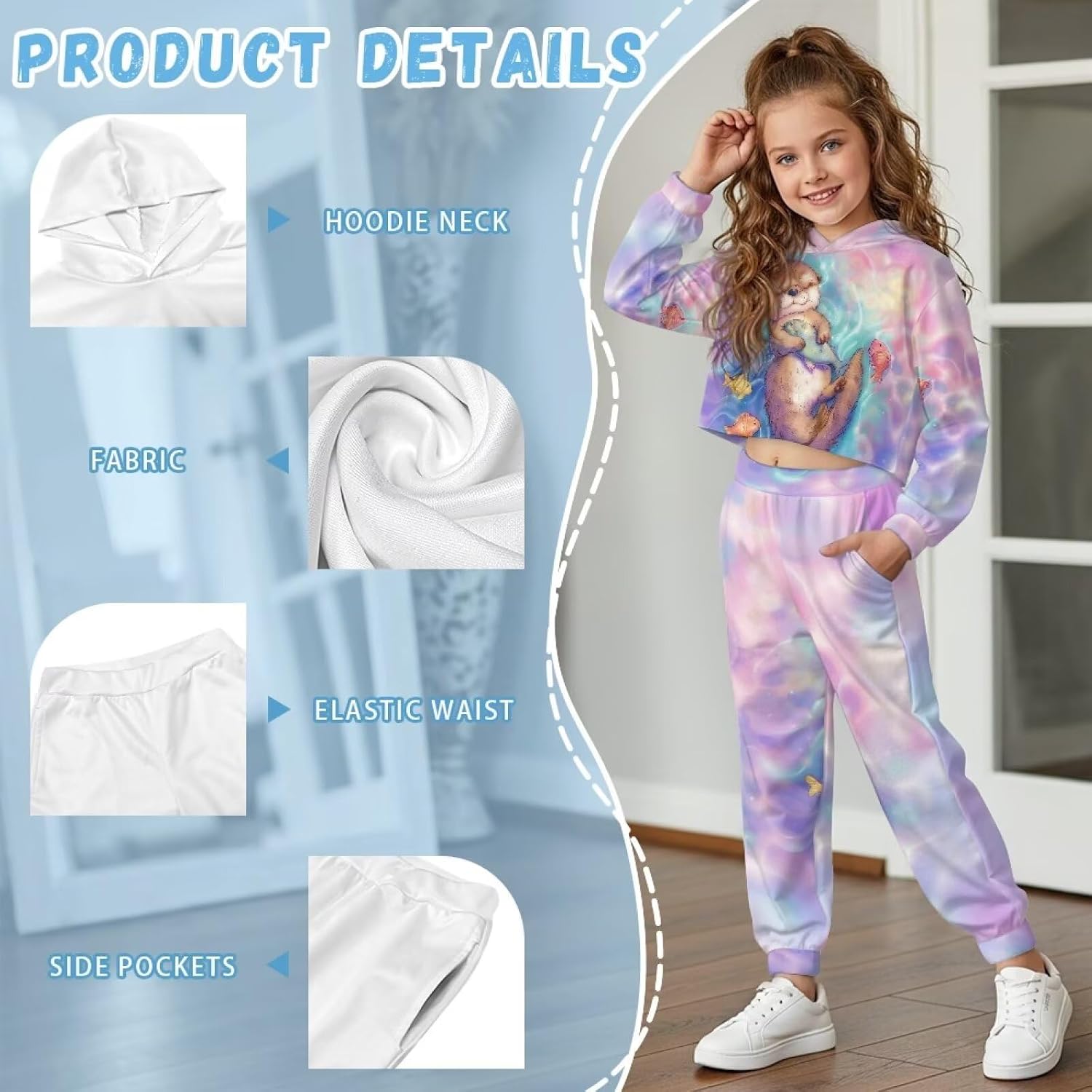 Girls Fall Winter Outfits 2 Piece Tracksuit Hoodies and Pant Sets