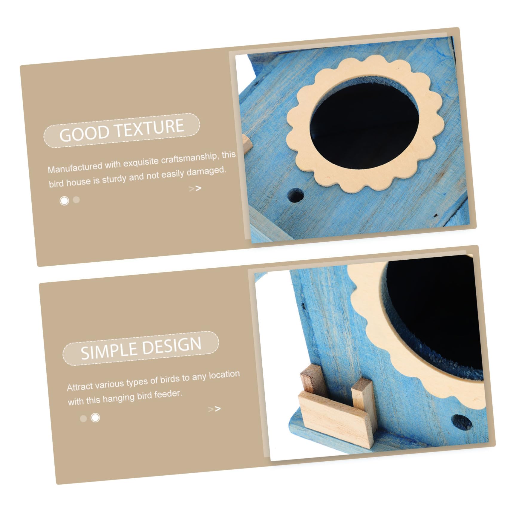 Sosoport 2piezas Casa De Madera para Pájaros Colgante Nido Decorativo Exterior Casita De Madera para Alimentación De Aves Diseño Creativo para Jardín y Patio