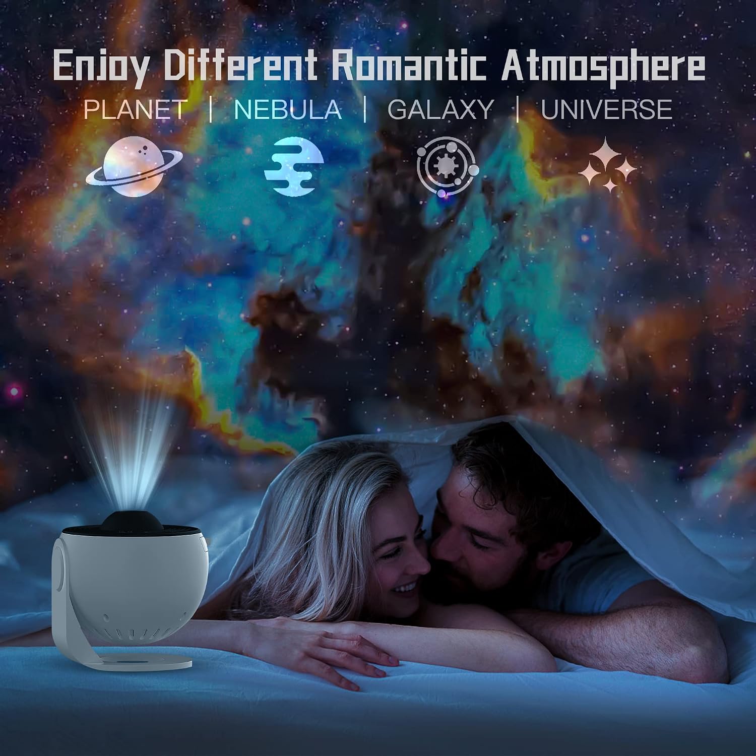 Planetarium Galaxy Star Projector for Bedroom, Aurora/Night Light Projector for Kids Adults Gaming Room, Home Theater, Ceiling, Room Decor (White)