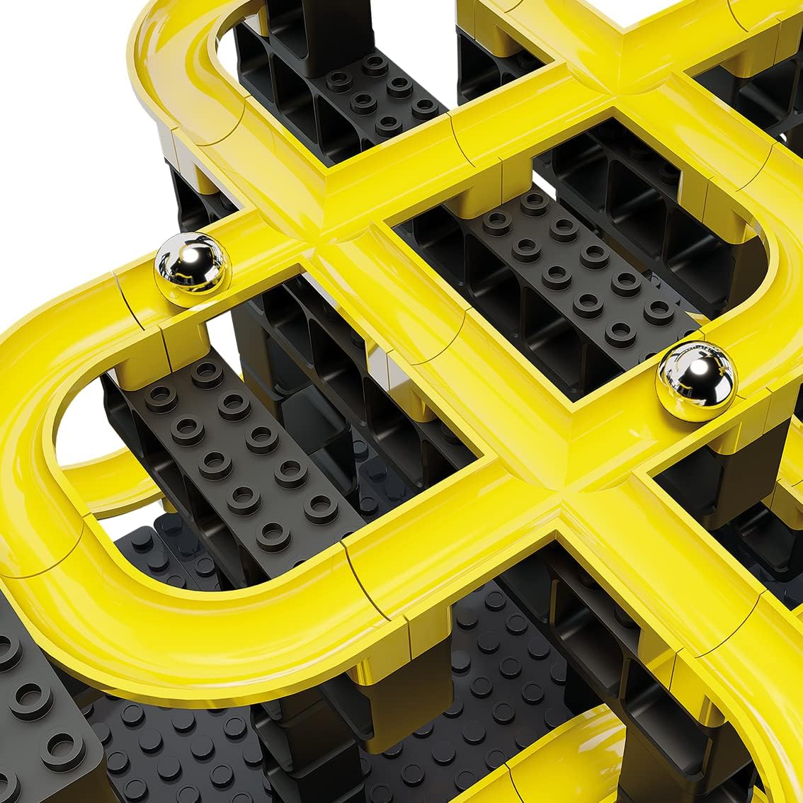 Hubelino Pi 440280 Marble Run Starter Set, Compatible with Popular bulding Block System - 214 Pieces-for Ages 8 and Up (Made in Germany)