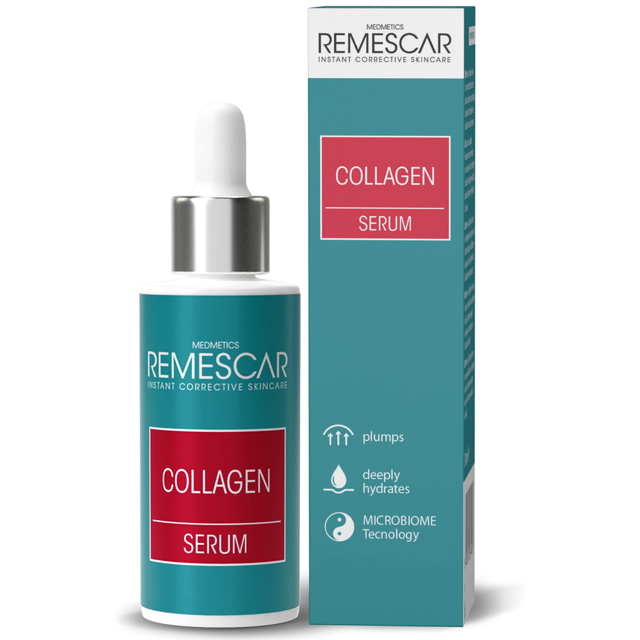Remescar Kollagenserum für das Gesicht 30ml – Feuchtigkeitsspendendes Anti-Aging Gesichtsserum mit hydrolysiertem Kollagen & Hyaluronsäure – Strafft & pflegt alle Hauttypen
