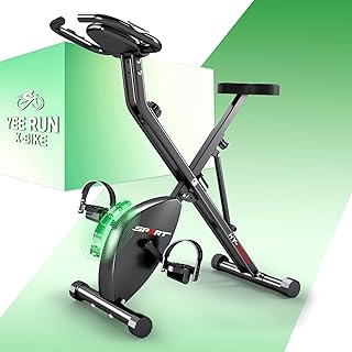 Bicicleta estática - Plegable 4 en 1 - con pantalla LCD y pulsómetro - 8 niveles de resistencia magnética - Capacidad de peso: 120 kg - Altura del sillín ajustable.