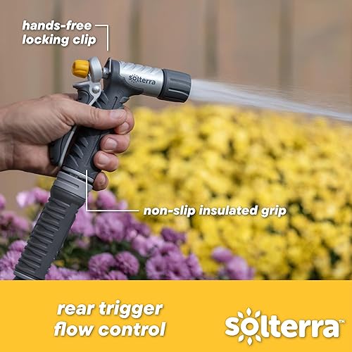 Miniatura 33 de Solterra: boquilla de manguera de jardín ajustable con 8 patrones, multiestampado, Gris