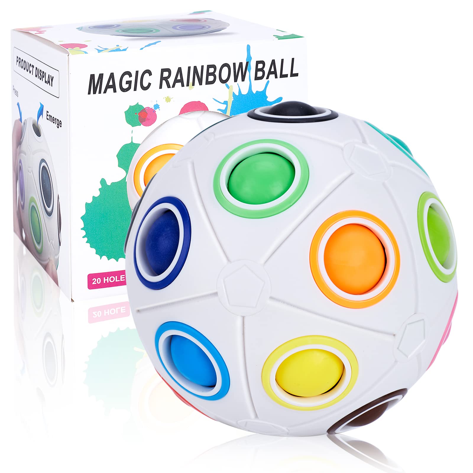 EACHHAHA Rainbow Ball, Jeu de Réflexion Anti-Stress Lot de 2 | Boule sensorielle colorée à manipuler, développe logique et concentration, jouet amusant pour enfants et adultes