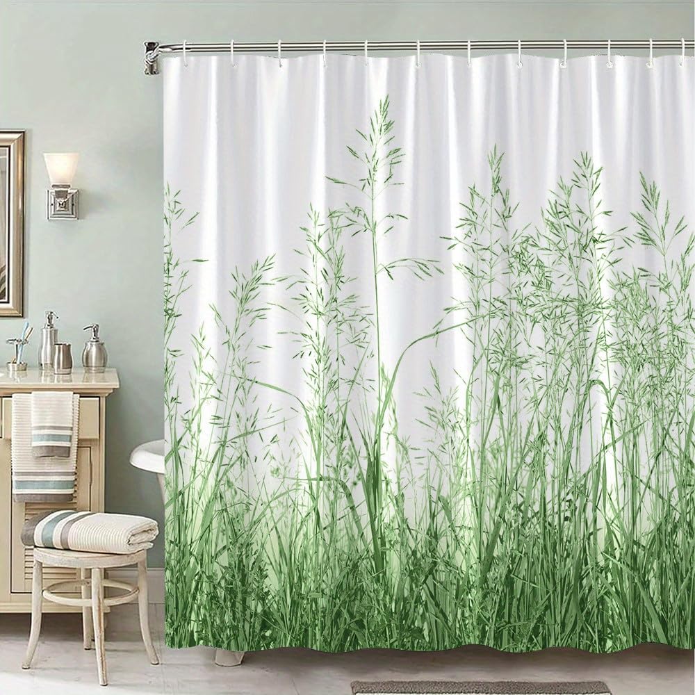 Rideau de douche feuilles vertes pour une salle de bain esprit spa