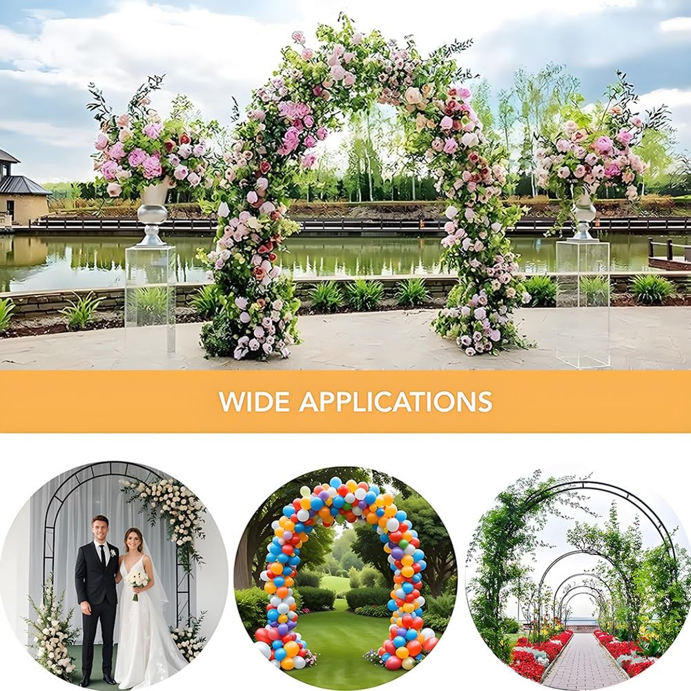 Arco nuziale in metallo nero per rose, regolabile da 1,2 m a 2,8 m, per esterni, elegante decorazione floreale per matrimoni, feste ed eventi (larghezza 140 x altezza 230 cm)