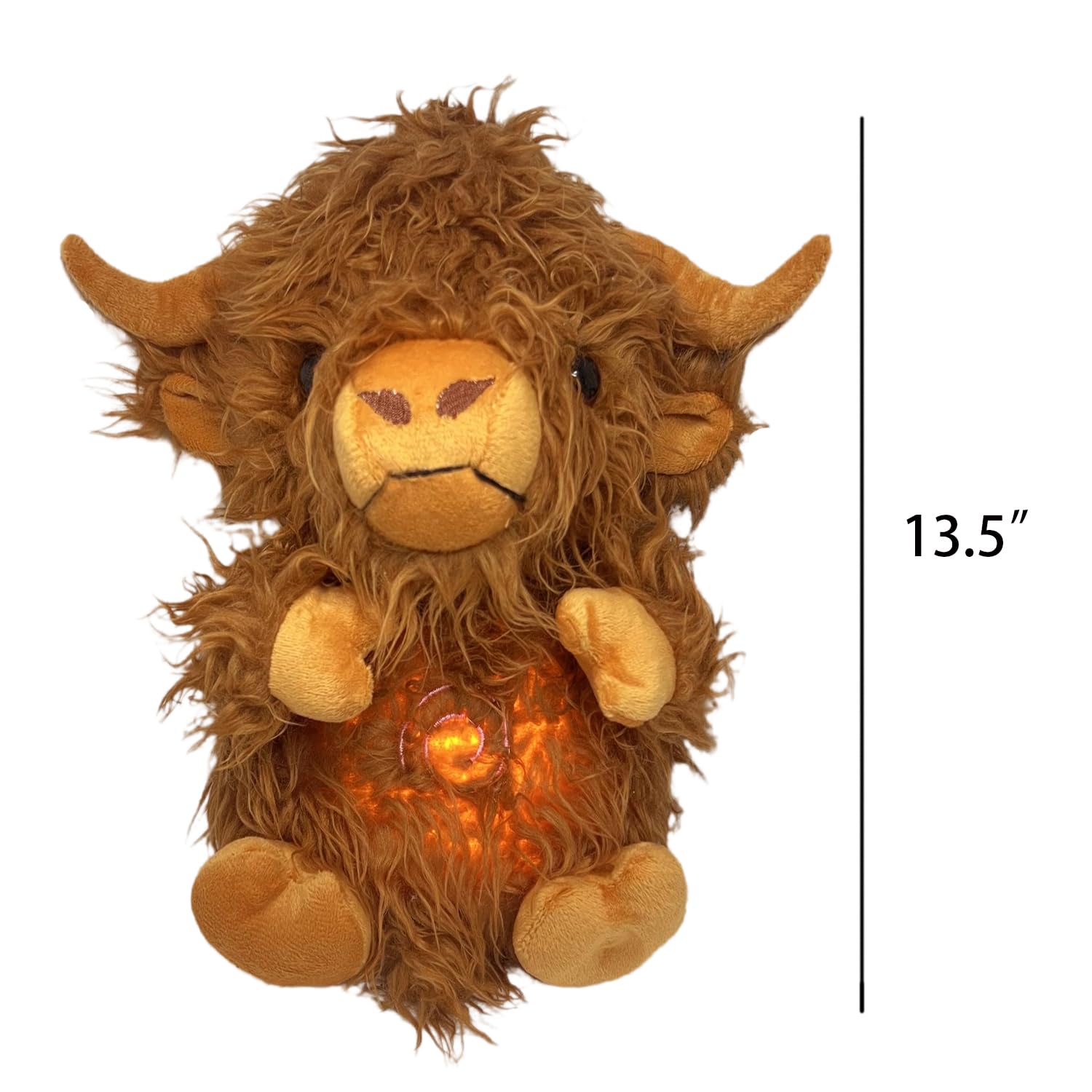 Soothing Snuggle Cute Highland Cow Stuffed Animal with Realistic Breathing Action and Lighted Music, Sleeping Cow Plush Toy (13.5-inch) - 2