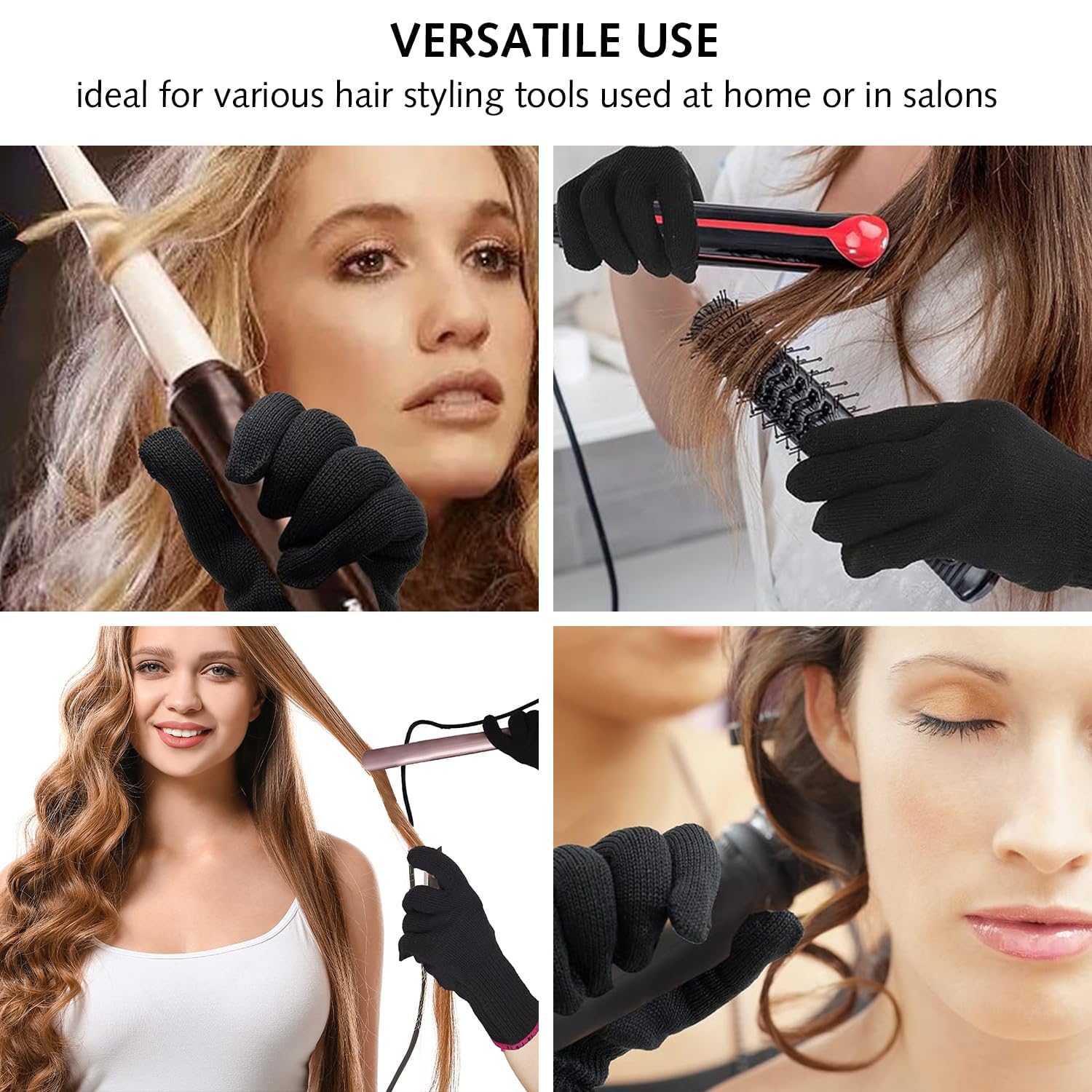 Luxiremi Lot de 2 gants professionnels résistants à la chaleur pour coiffer les cheveux, bloquer la chaleur pour le curling, le curling mur et le fer plat adapté à la main droite et gauche