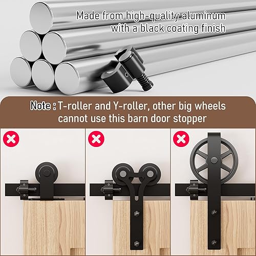 Vista 4 de Tope de puerta de granero ajustable, tapón de puerta corrediza de granero para pista plana Hardware