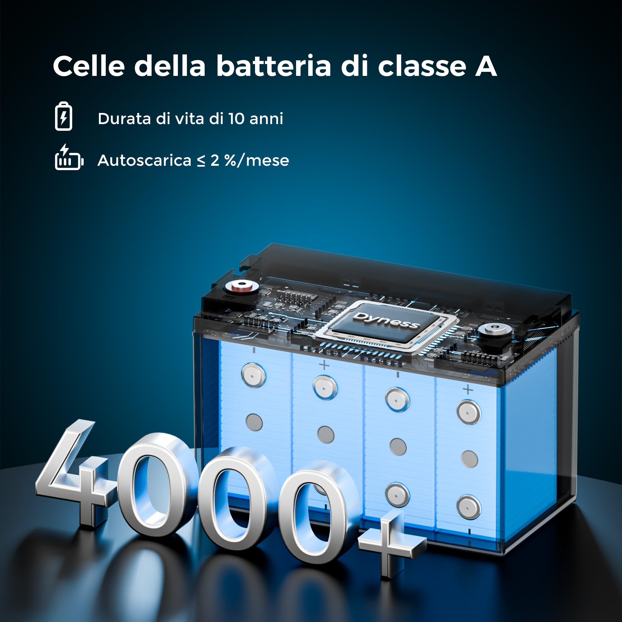 Dyness Batteria Litio 12V 100Ah LiFePO4 a Ciclo profondo con 100A BMS, Protezione Dalle Basse Temperature, Max. 15000 cicli, per Camper, Impianti Solari off-grid, Fotovoltaico Accumulo