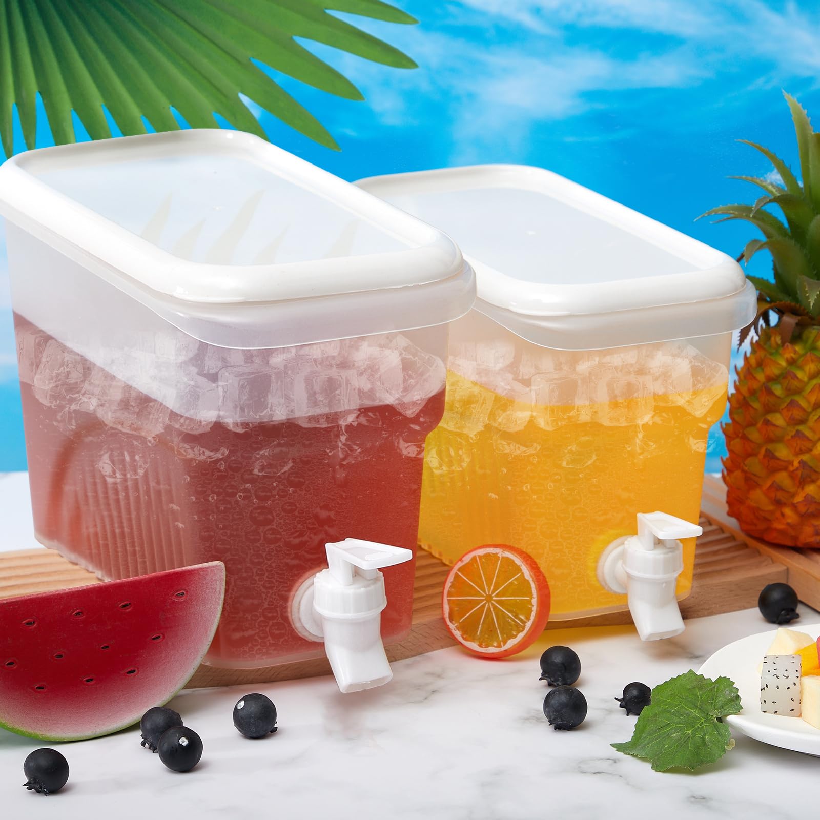 Dispensador de bebidas para nevera, dispensador de agua de plástico con espiga para bebidas heladas (4, 1 galón, 1.3 galones)