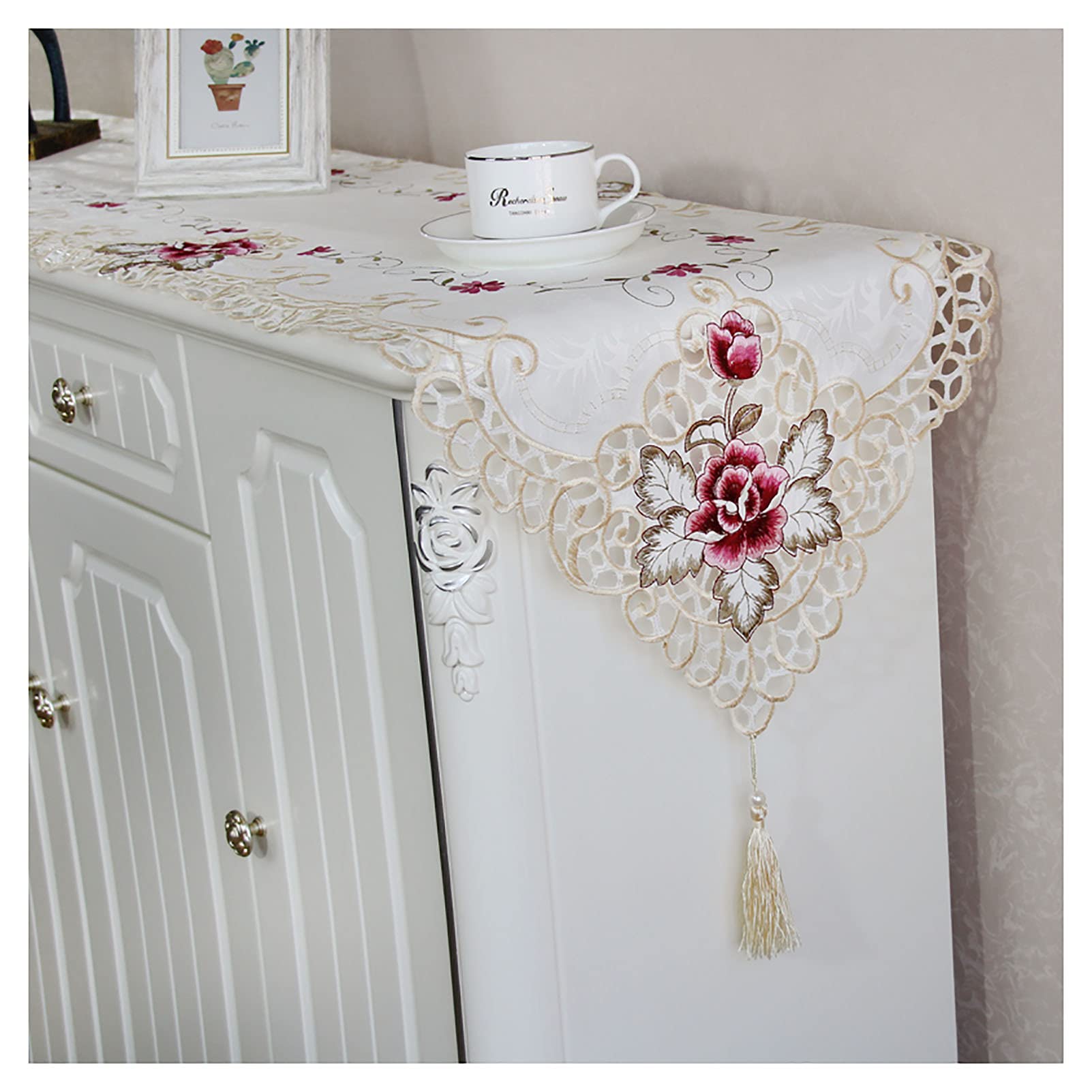 Chemin de table tissu décoratif 40x195 meuble TV nappe rectangle intérieur extérieur