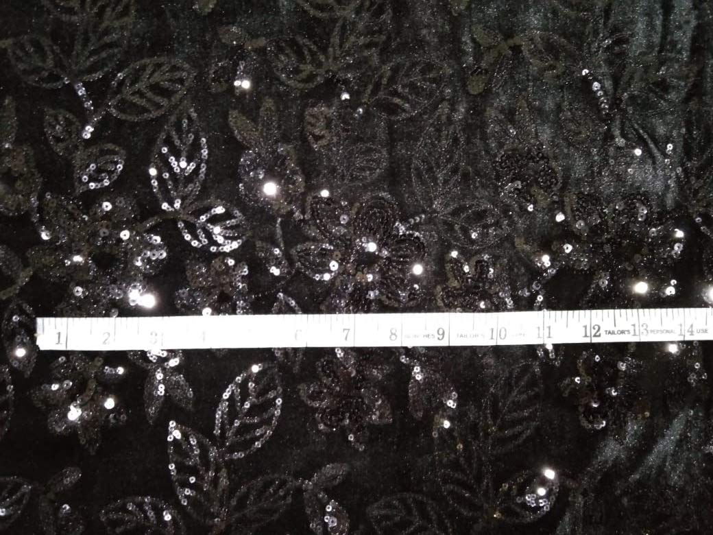 Tela de licra de terciopelo negro con secuencia de color negro de 58 pulgadas de ancho [10164]