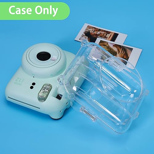 Miniatura 5 de Aenllosi Funda transparente para cámara Fujifilm Instax Mini 12, funda protectora para cámara de película instantánea con bolsillo para guardar 10