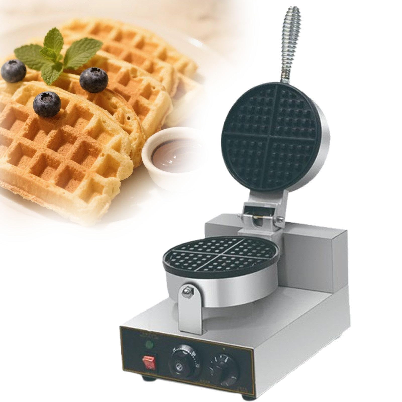 Gofrera Comercial De Doble Cabezal, 2800 W, Gofrera Profesional con Recubrimiento De TeflóN, Cuerpo De Acero Inoxidable, Ideal para Desayunos En CafeteríAs A-110V