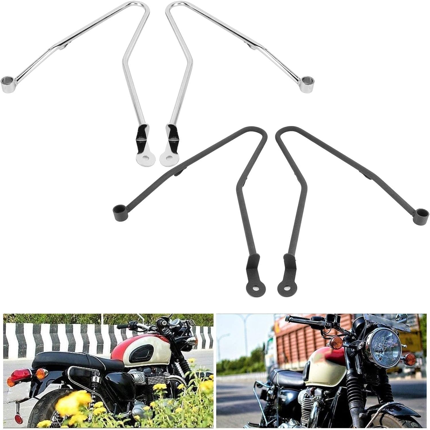 Barras de Soporte de alforjas Aramox para Bonneville T100 / Thruxton 900, Soporte de Protecci¨®n de Montaje de Barras de Soporte de alforjas(Plata)