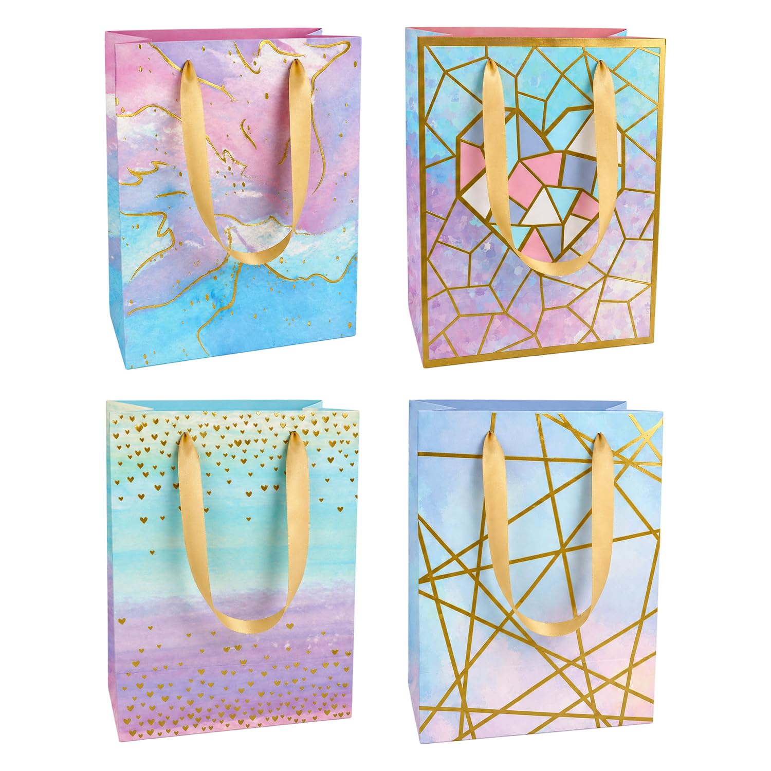 MOTIBACK 4 Pack Medium Gift Bags with Handles for Birthday Wedding Party