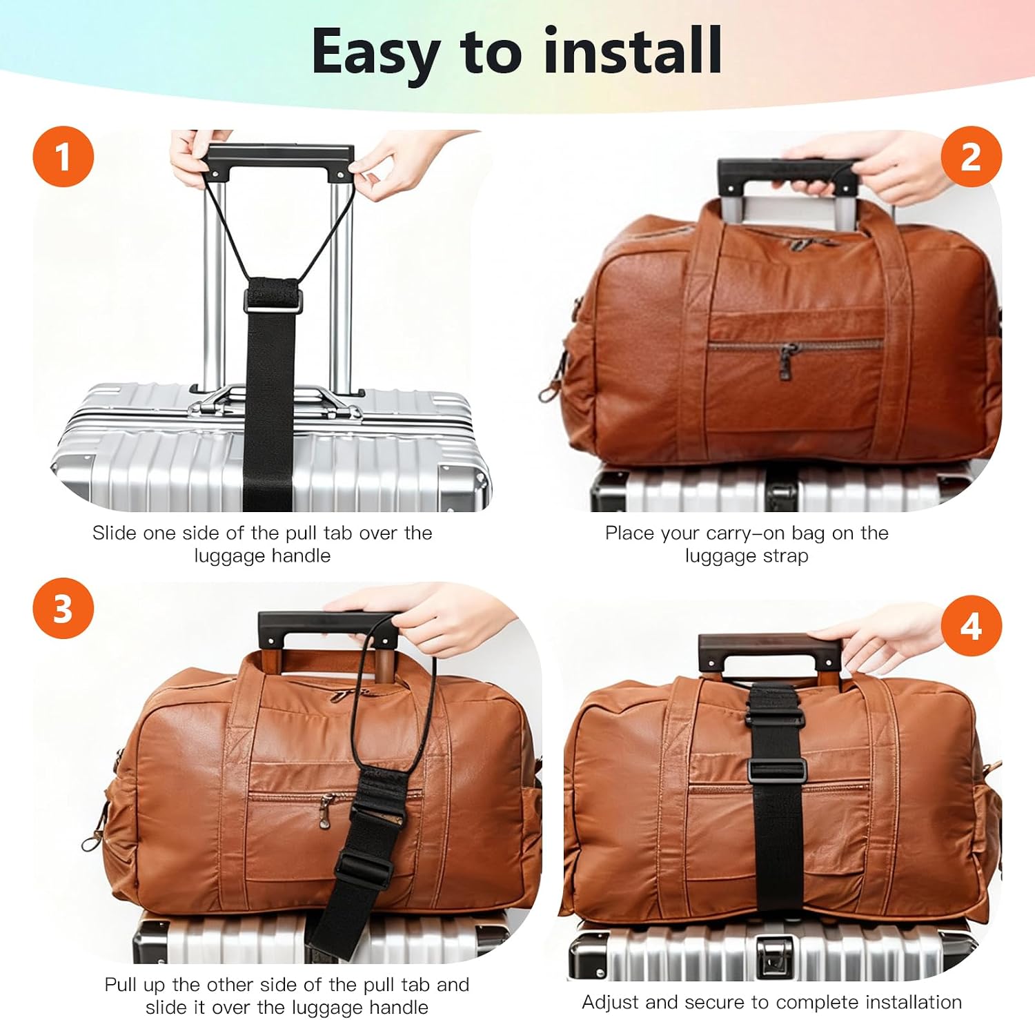 Luggage Connector Straps for Suitcases Adjustable Suitcase Strap with Elastic Band Durable Strong Travel Belt Add a Bag Easy to Travel Airplane Traveling Essentials Colorful