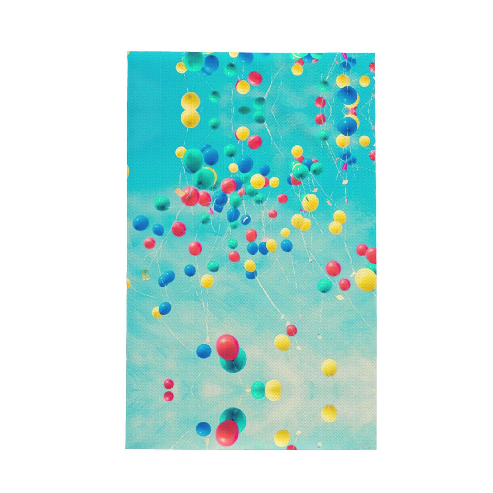 Xxahnbm Black Colorful Balloons Blue Sky Print Waffle Kitchen Towel,Absorbent Hand Towel