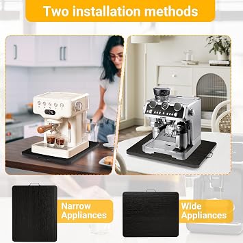 Sliding Tray for Coffee Maker, 360 Rotating Appliance Slider for Kitchen Appliances, Wooden Sliding Tray Suitable for Kitchen Countertops and Kitchen Appliances(Black, Large)