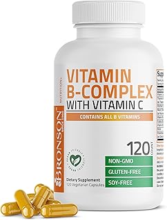 Bronson Vitamin B Complex with Vitamin C - Immune Health, Energy Support & Nervous System Support - Non-GMO, 120 Vegetarian Capsules