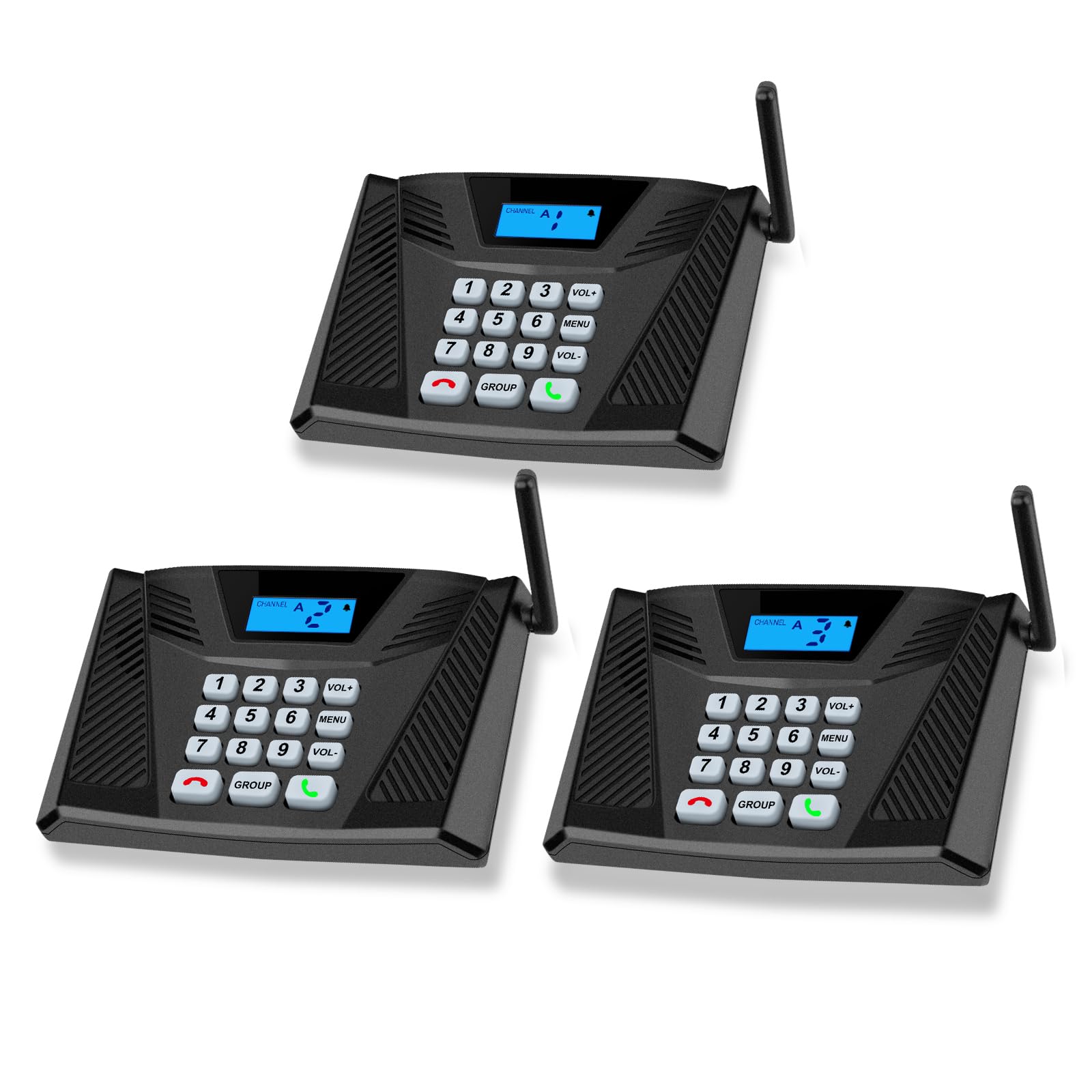 Intercoms Wireless for Home Upgrade, Hands-Free Intercom with Automatic Answer, 5300 Feet Range Full Duplex Home Intercom System for Business Store Office Easy to Use(3Packs, Black)
