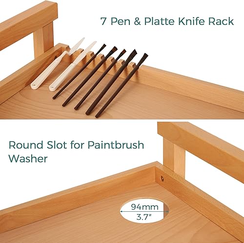 Miniatura 5 de VISWIN Organizador de carrito de arte, organizador de almacenamiento de suministros de arte de madera de haya maciza con ruedas giratorias, carrito