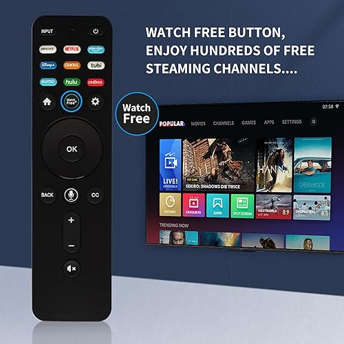 Miniatura 6 de RIVIERA Control remoto de voz de repuesto para la mayoría de televisores inteligentes VIZIO compatibles con D, E, M, P, V, PX Series con Peacock