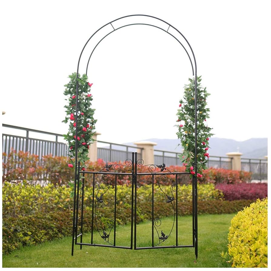 Amazon.co.jp: アーチ 鉄製扉付きローズアーチ ガーデンアーチ