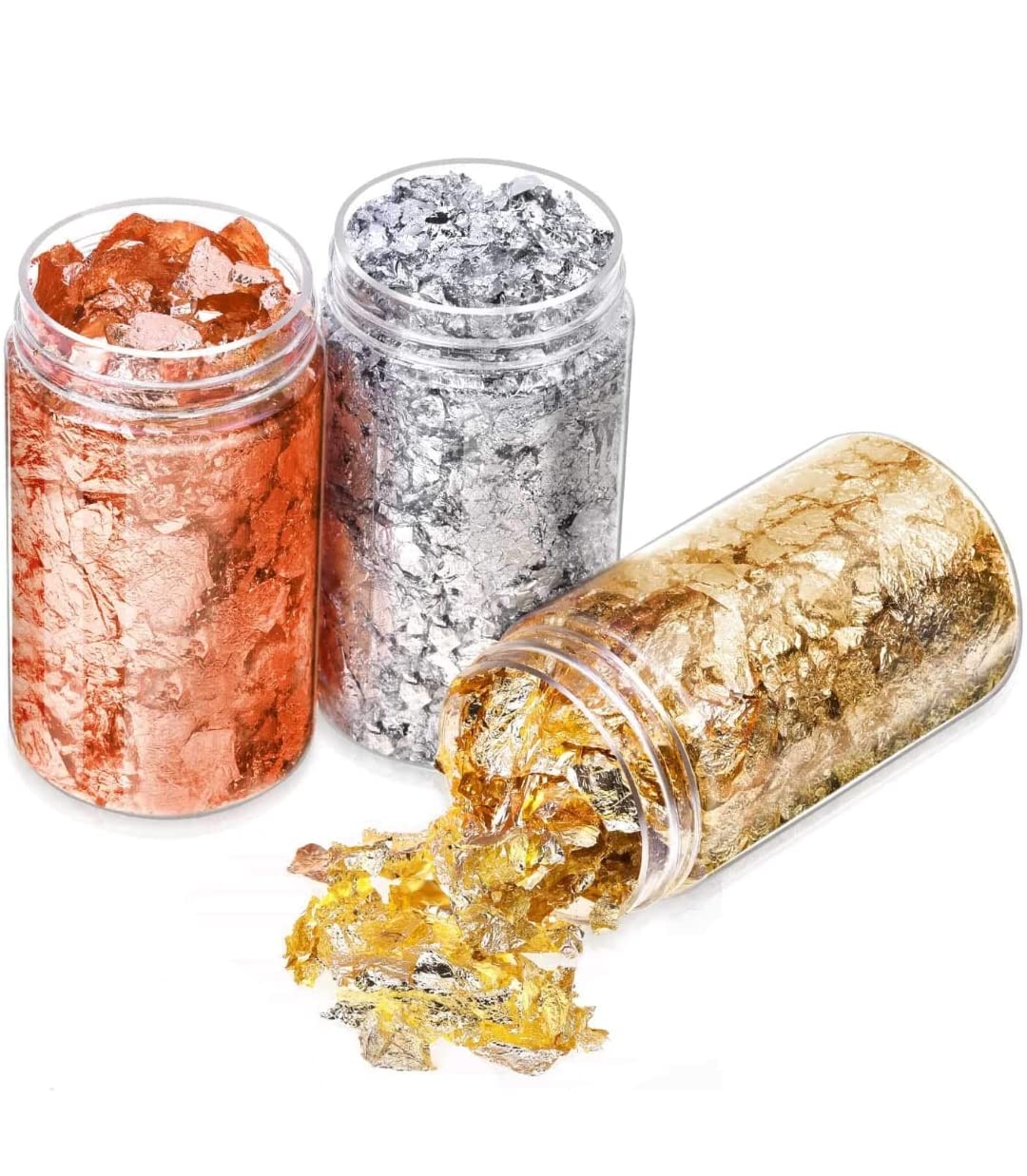 GSWC Gold Flakes| Gold Flakes Silver Flakes and Rose Gold Flakes 3 Pieces, for Decoration,Party Celebrations,Crafts,Nails Arts,Resin,Mould diys etc, Pack of (2)-image-31