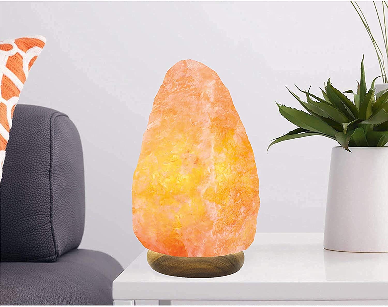 Lámpara de sal del Himalaya de 12-15 kg, accesorio para decoración del hogar, con control de botón y enchufe eléctrico de estilo británico, regalo de relajación de calidad fina para hombres y mujeres