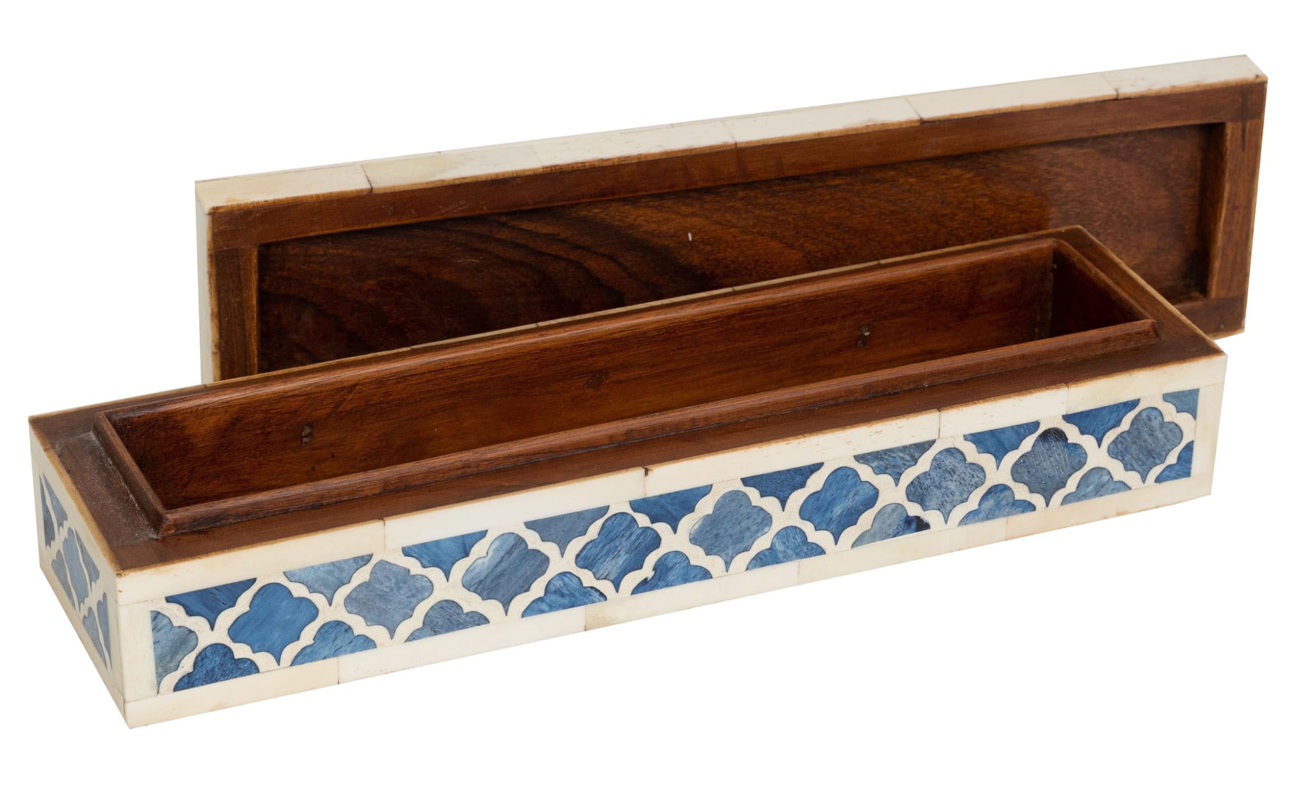 Biscottini Caja de madera y hueso 30 x 8 x 7 cm – Caja de recuerdos – Caja de madera decorada – Caja para objetos de madera