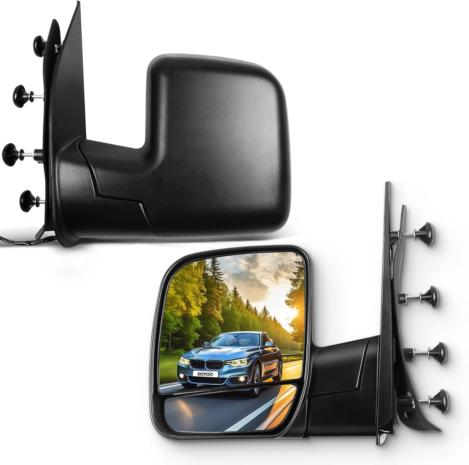 SCITOO Left and Right Side View Mirrors Fit For Ford For E-150 For E-250, For E-150 Club Wagon, E-350 E-450 E-550 Super Duty Manual Folding Heated Power Adjustment Mirror FO1320254, FO1321254