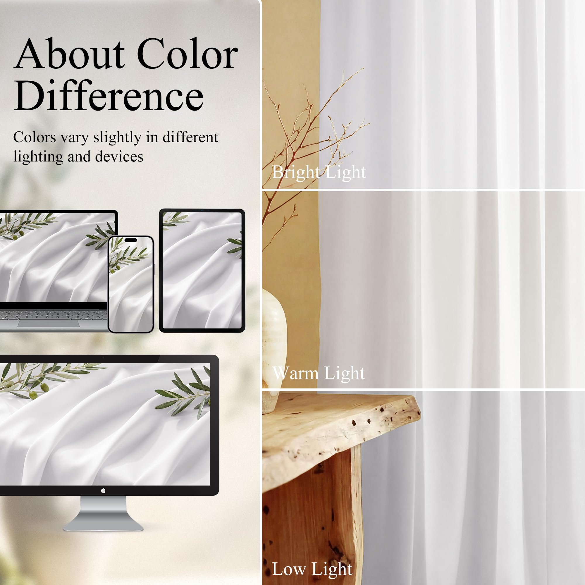 KGORGE Raumteiler Vorhang Halbtransparent mit Kräuselband für Wohnzimmer | Weiß,1er Set,H 240 x B 450 cm Schienen Gardine Blickdicht Lichtdurchlässig,Lichtfilternder Sichtschutz,Luftig