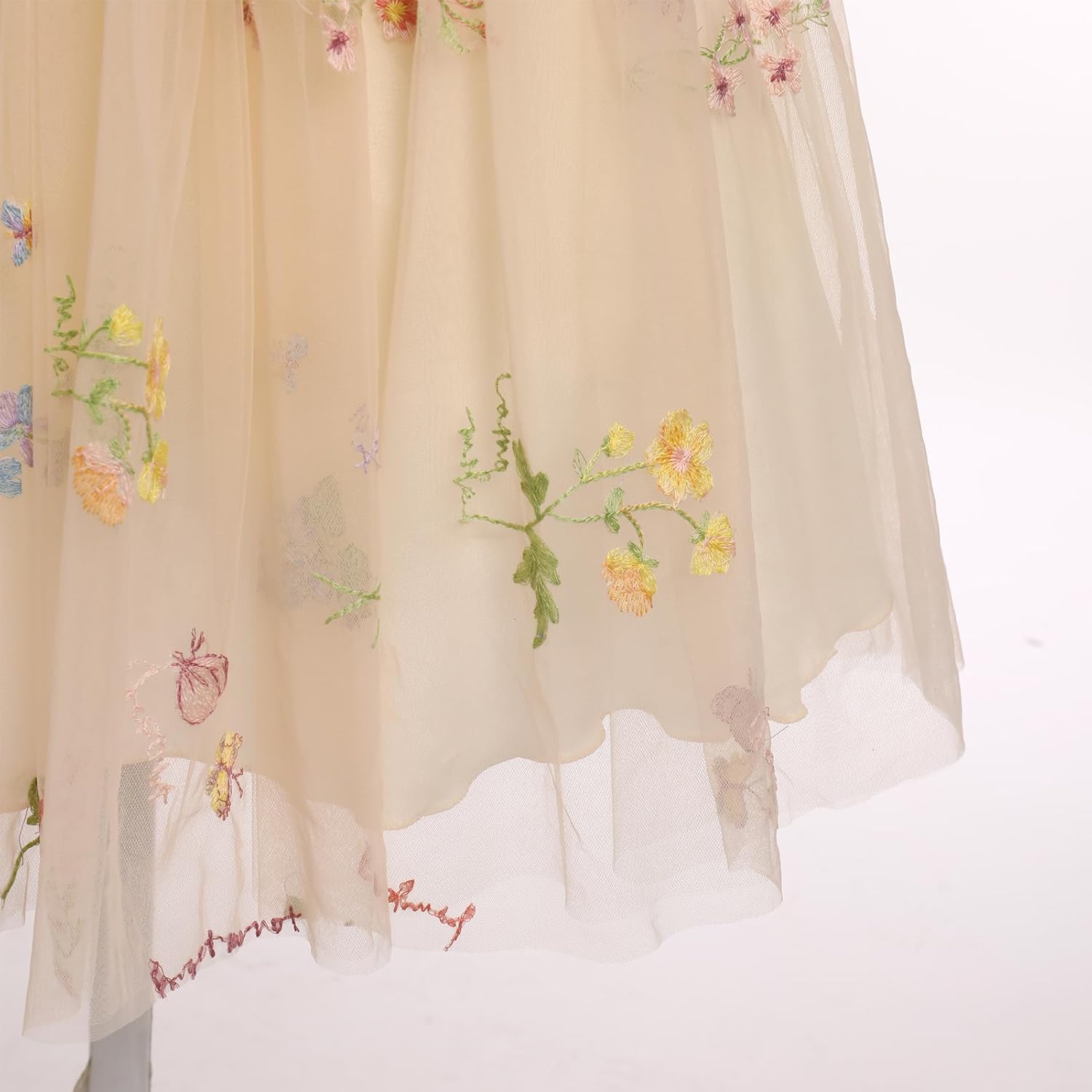 Baby Girl Sleeveless 3D Butterfly Floral Embroidery Ruffle Tulle Dress Toddler Birthday Party Tulle Dress - Image 2