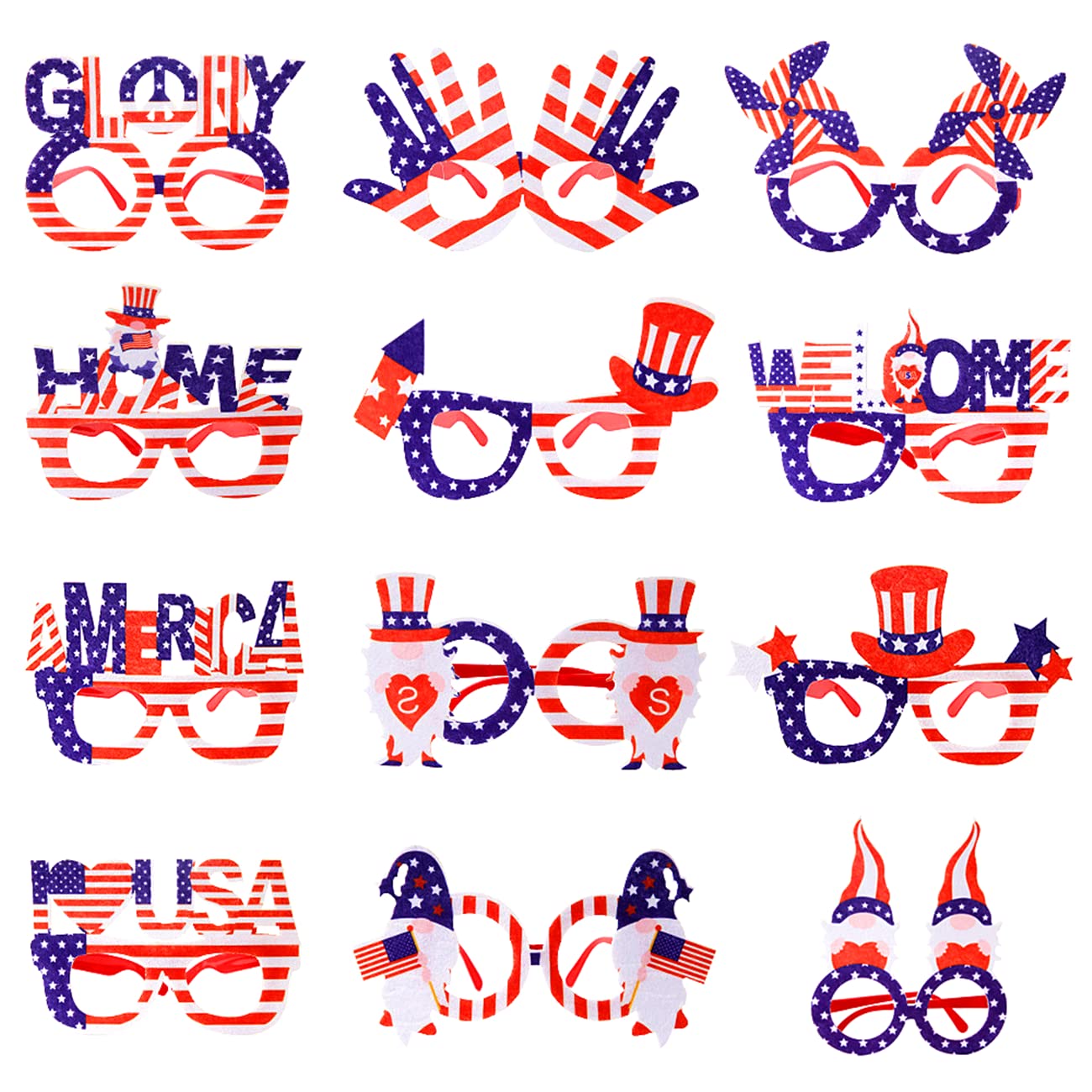 12PACK 4th of july decorations 4th of july accessories,memorial day fourth of july Patriotic decorations party favors supplies American Flag sunglasses independence day birthday christmas party decor