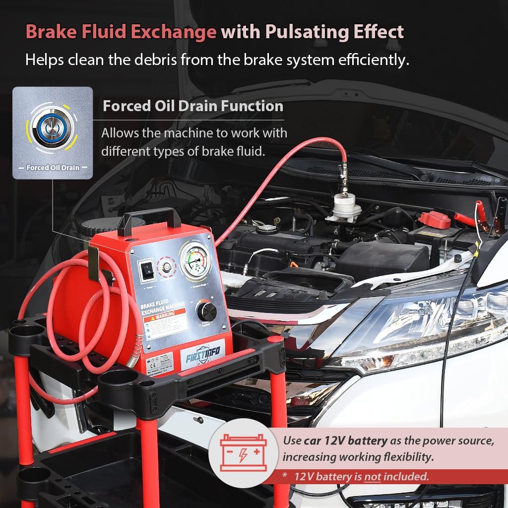 FIRSTINFO K6163 Brake Bleeder Exchanger, Vacuum Brake Pressure Bleeder 12V | Fluid Transfer Pump | Fluid Shortage Protection