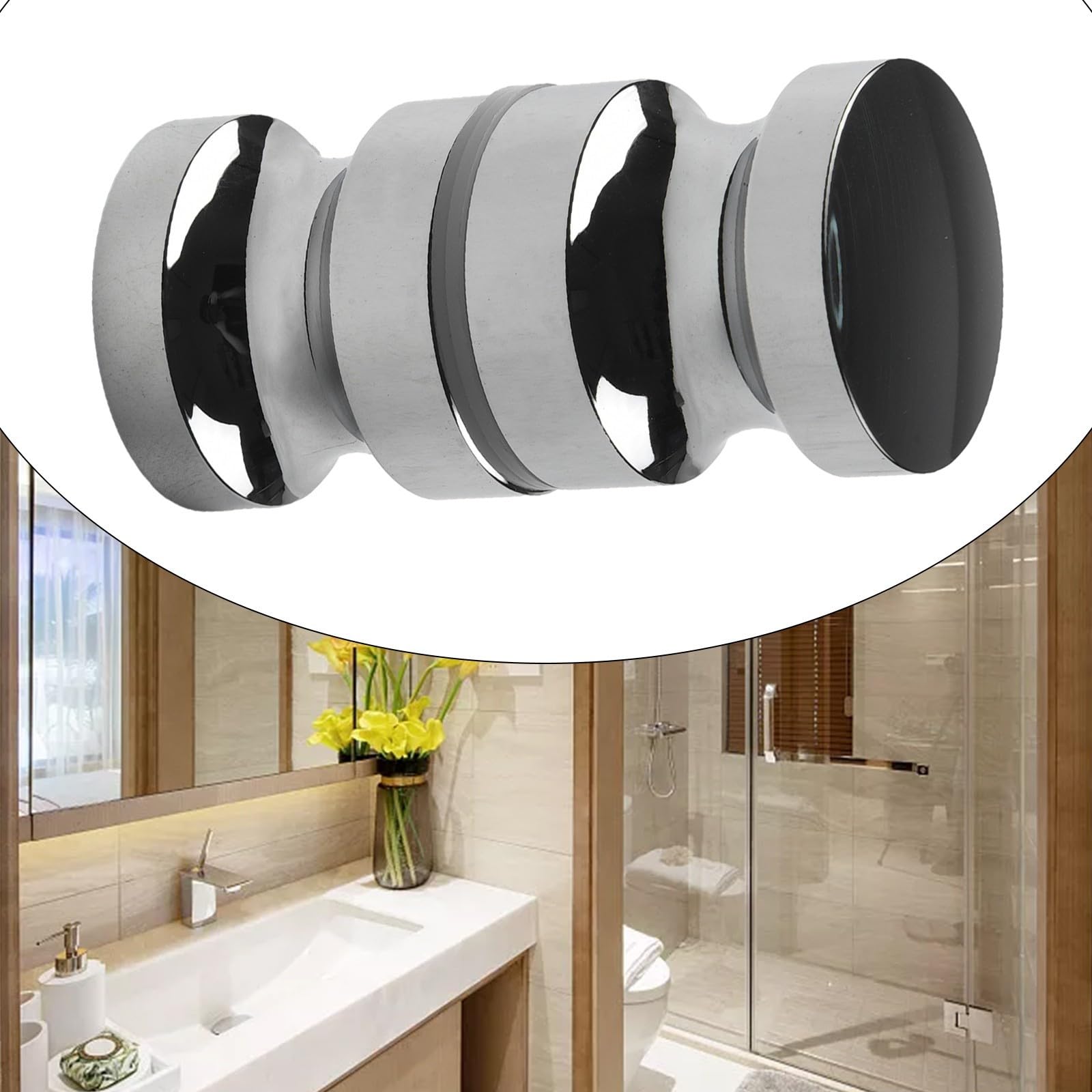 HOgardenME Zinc Alloy Bathroom Door Handle Knob, Single Groove, Chrome Plated - Image 4