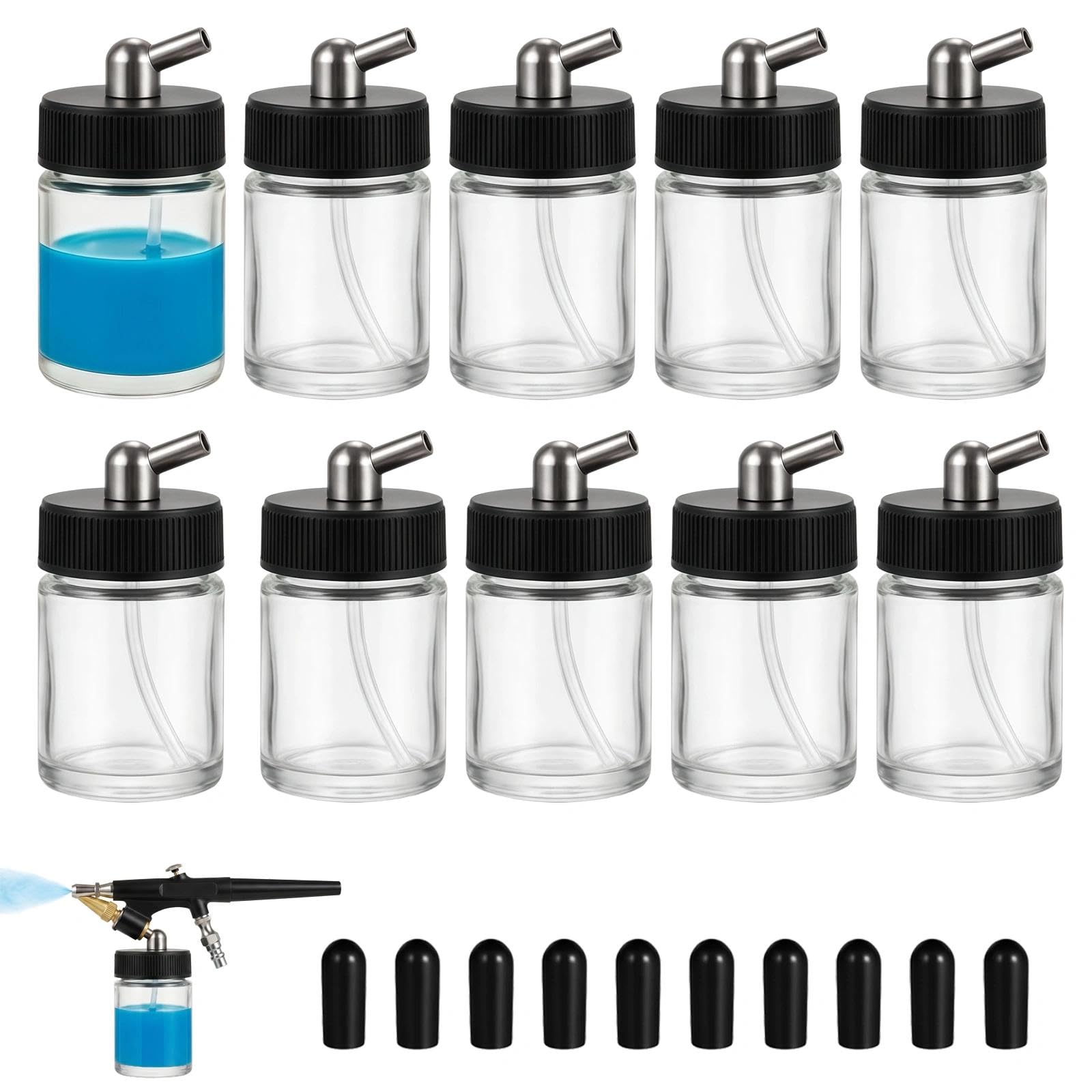 Photo 1 of HUBEST 10pk 22cc Airbrush Bottles, Universal Jars for Most Siphon Guns