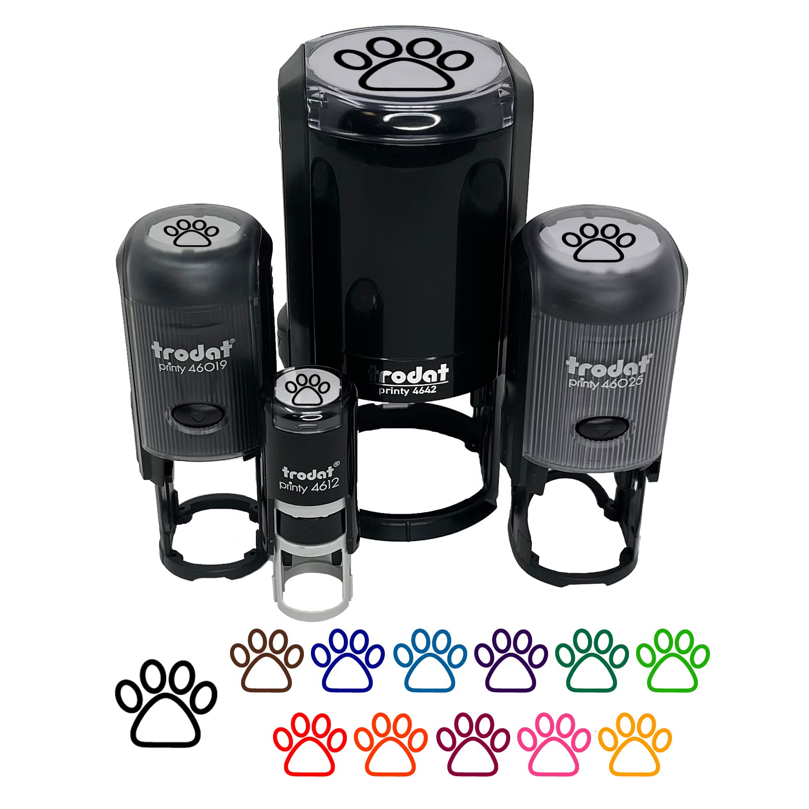 Paw Print Outline Dog Cat Self-Inking Rubber Stamp Ink Stamper for Stamping Crafting Planners - 3/4 Inch Small - Blue Ink