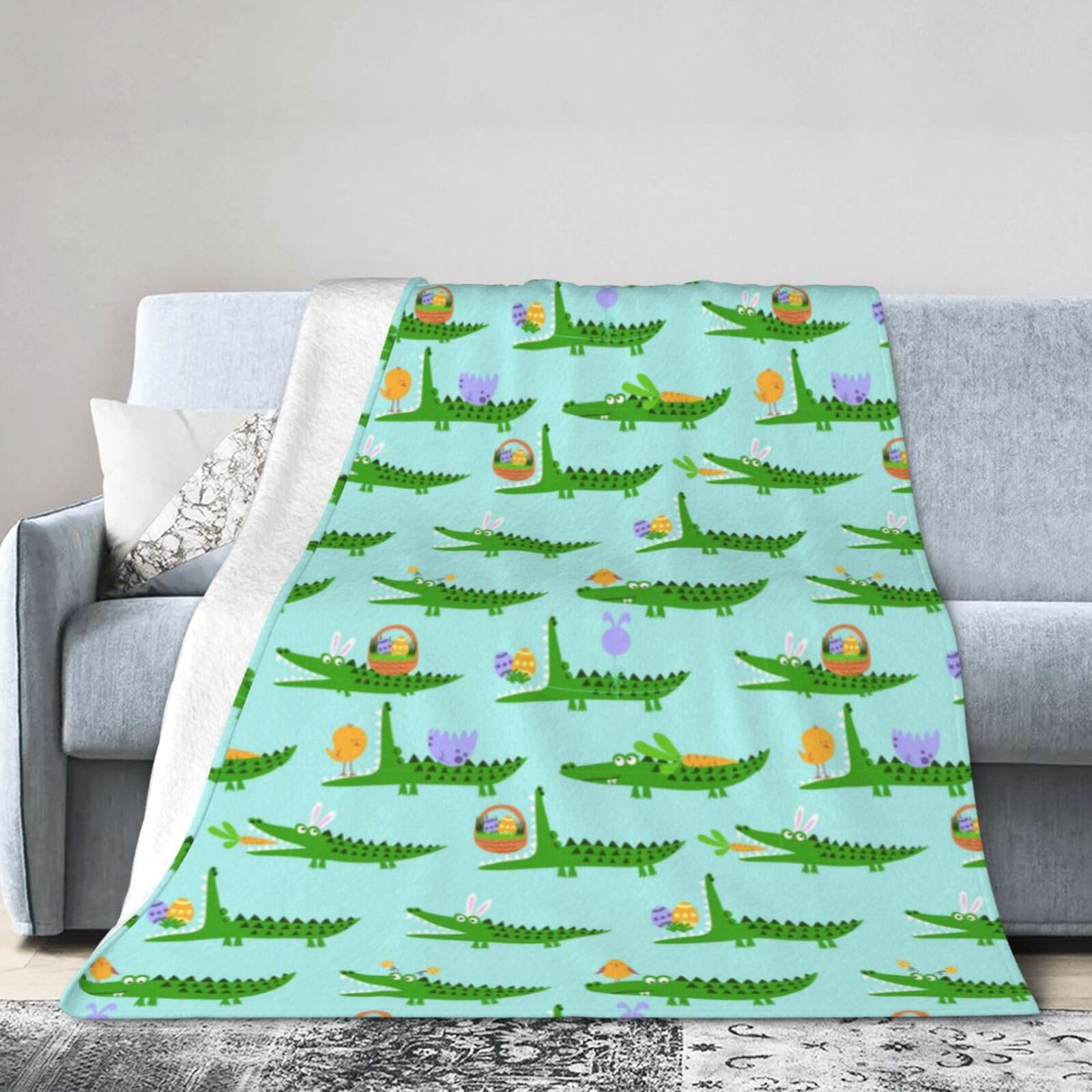 Noble Ren Cartoon Crocodile Ultra-Soft Micro Fleece Blanket Winter Warm Soft Lannel Fleece Throw Blanket For Couch Sofa Bed 60"X50"