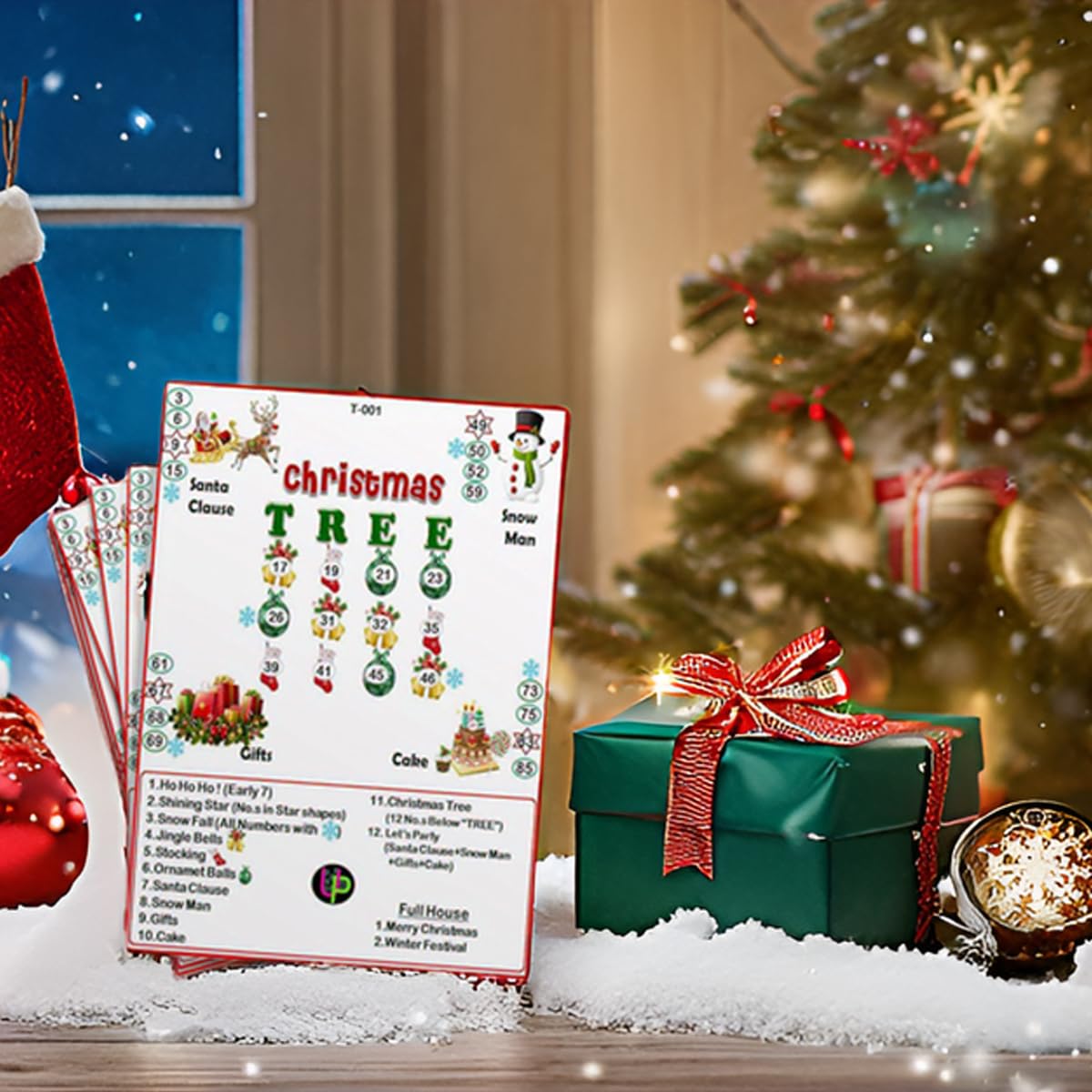 UltPult Tambola Christmas Tambola Tickets | Christmas Tree Theme Housie Tambola Themed Bingo Game | Kitty Party Theme Housie Tickets | English | for Family & Friends (Set of 15 Tickets) 2