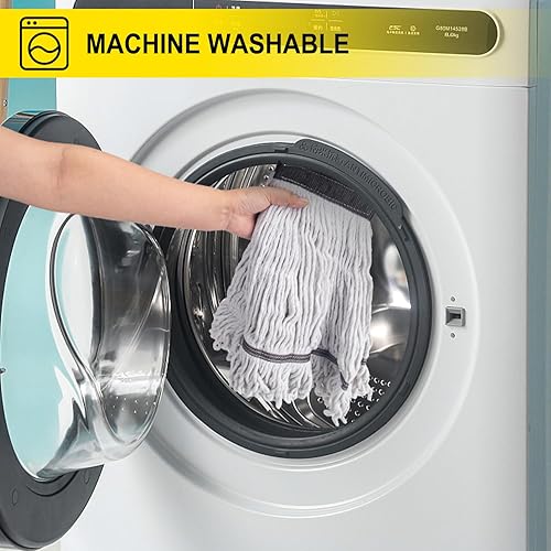 Miniatura 12 de KeFanta Trapeador industrial de alta resistencia comercial con cabezal de trapeador de repuesto extra, mango largo de 60 pulgadas de largo, mopas