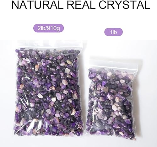Miniatura 5 de gemshan Chips de amatista de 2 libras de cristal triturado natural a granel de 0.276 in a 0.354 in, piedra de cristal curativo para acuario, jarrón