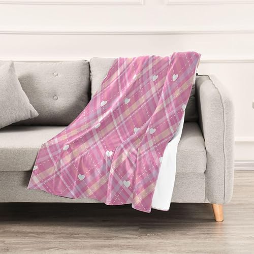 Miniatura 5 de KLL Buffalo Plaid Check Tartan Scotland Pink Love Bed Blanket Spring Plush Blanket Microfiber Flannel Throws 60"x90" for Car, Home Decor, Picnic