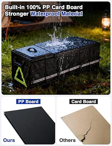 Miniatura 4 de Organizador de maletero de automóvil de 100 litros con tapa plegable y bolsa de refrigeración extraíble, bolsa de panel Molle, triple ángel