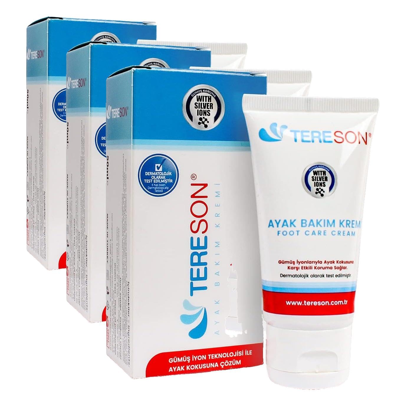 Tereson Koku Karşıtı Ayak Bakım Kremi 50 Ml (gümüş Iyon Korumalı) (3 paketi)