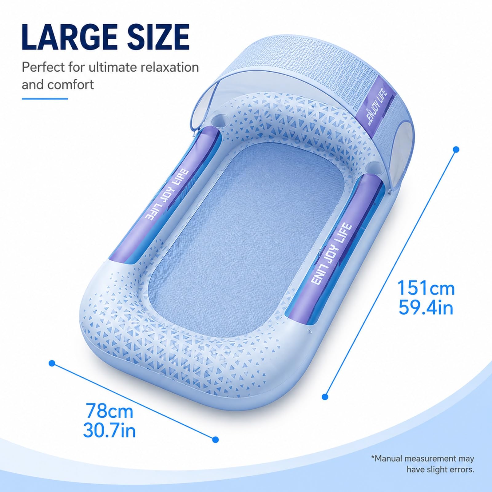 Amaca Gonfiabile, Sdraio Galleggiante con Porta Bicchieri, Zattera Gonfiabile Portatile per Piscina, Spiaggia, Lago e Attività Acquatiche All'aperto